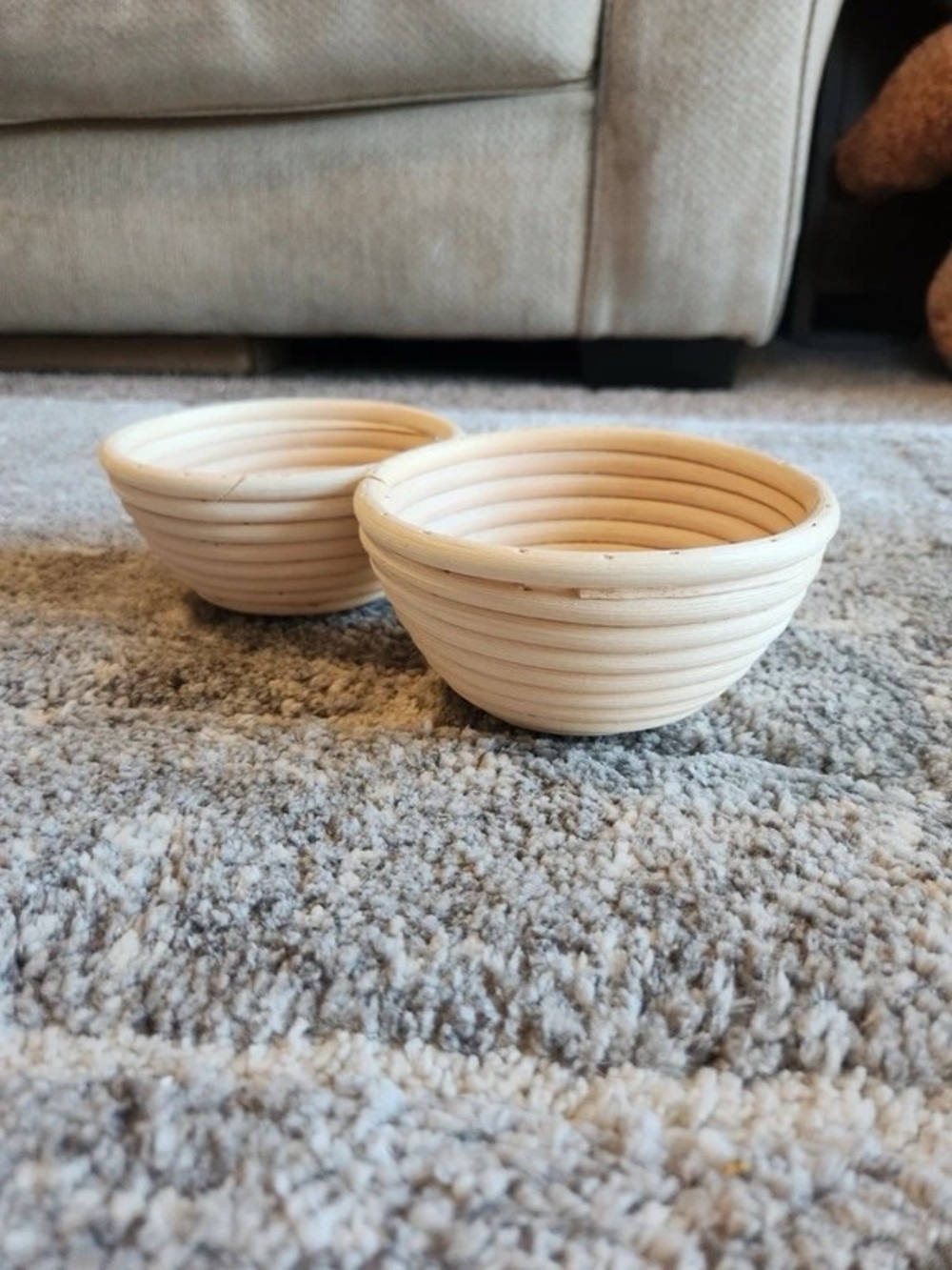 Handwoven Proofing Basket Bowls - Cream Rattan (Set of 2)